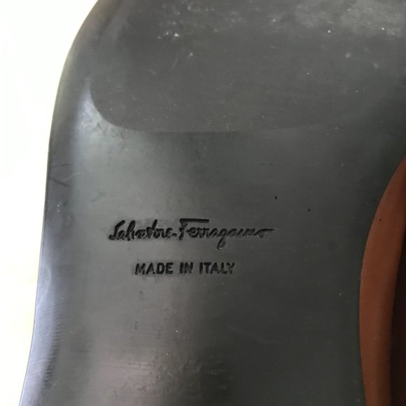 Ferragamo Mens Oxford Cognac Leather Lace Ups Cap Toe Sz 9.5 D - Picture 11 of 15